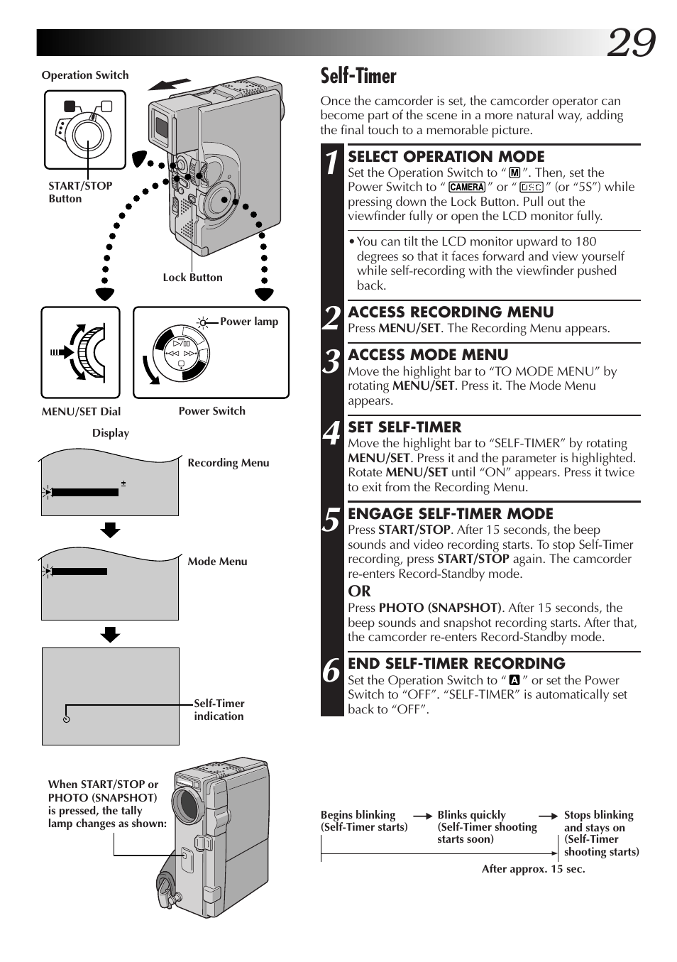 Self-timer | JVC GR-DVX70 User Manual | Page 29 / 112