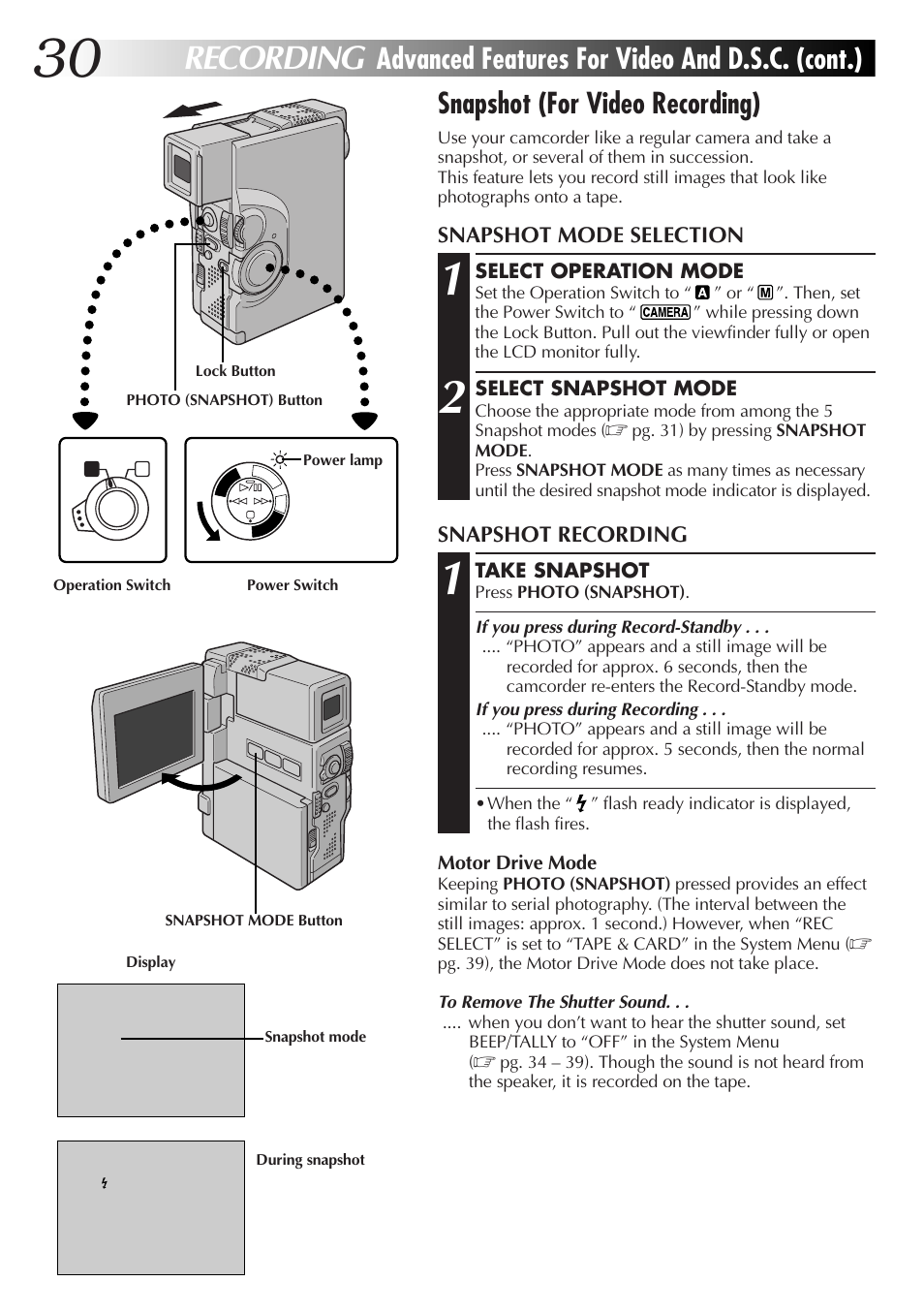 Recording | JVC GR-DVX70 User Manual | Page 30 / 112