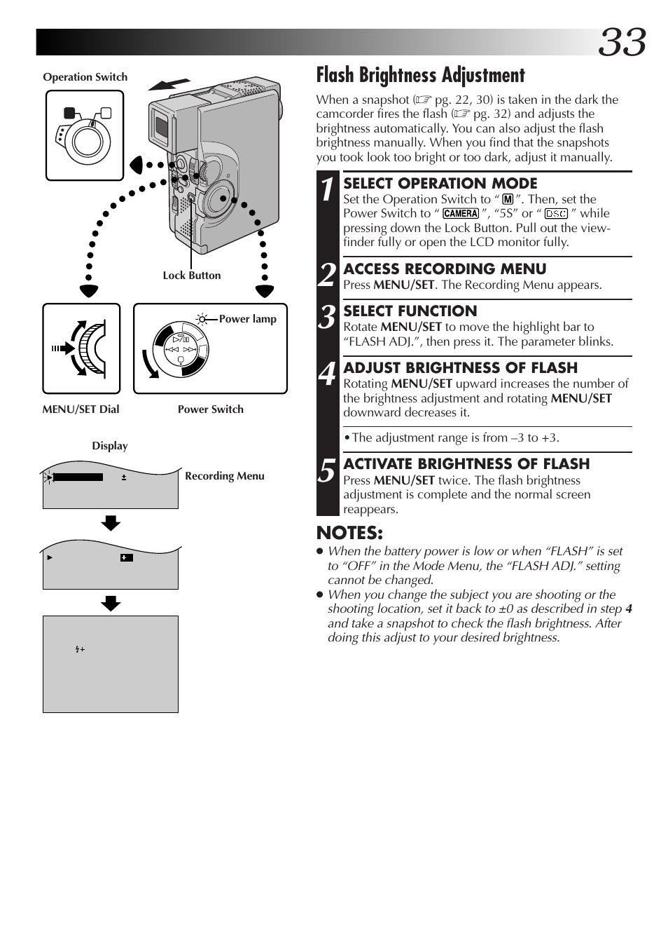 Flash brightness adjustment | JVC GR-DVX70 User Manual | Page 33 / 112