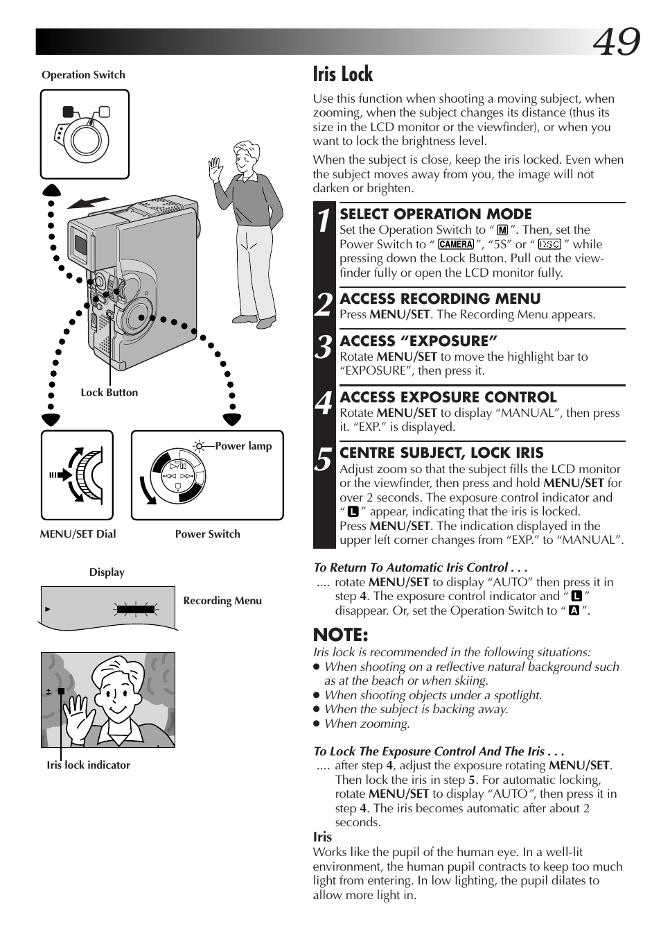 Iris lock | JVC GR-DVX70 User Manual | Page 49 / 112