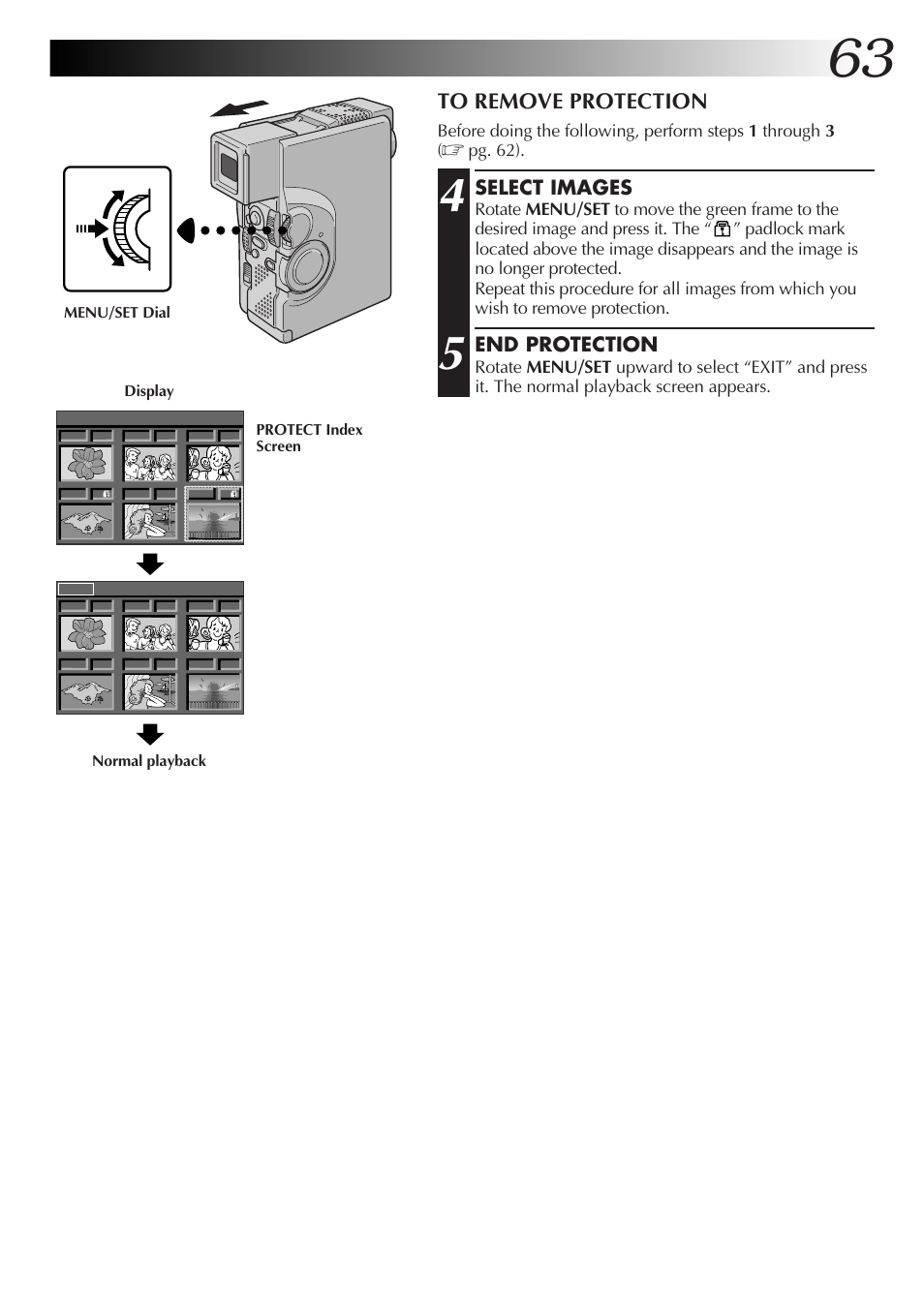 Select images, End protection | JVC GR-DVX70 User Manual | Page 63 / 112