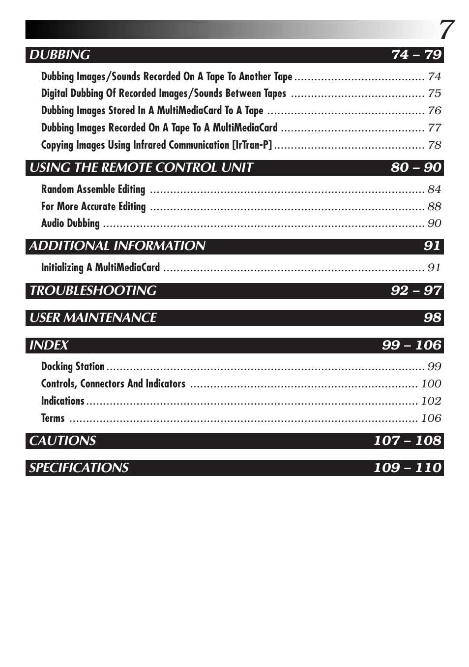 JVC GR-DVX70 User Manual | Page 7 / 112