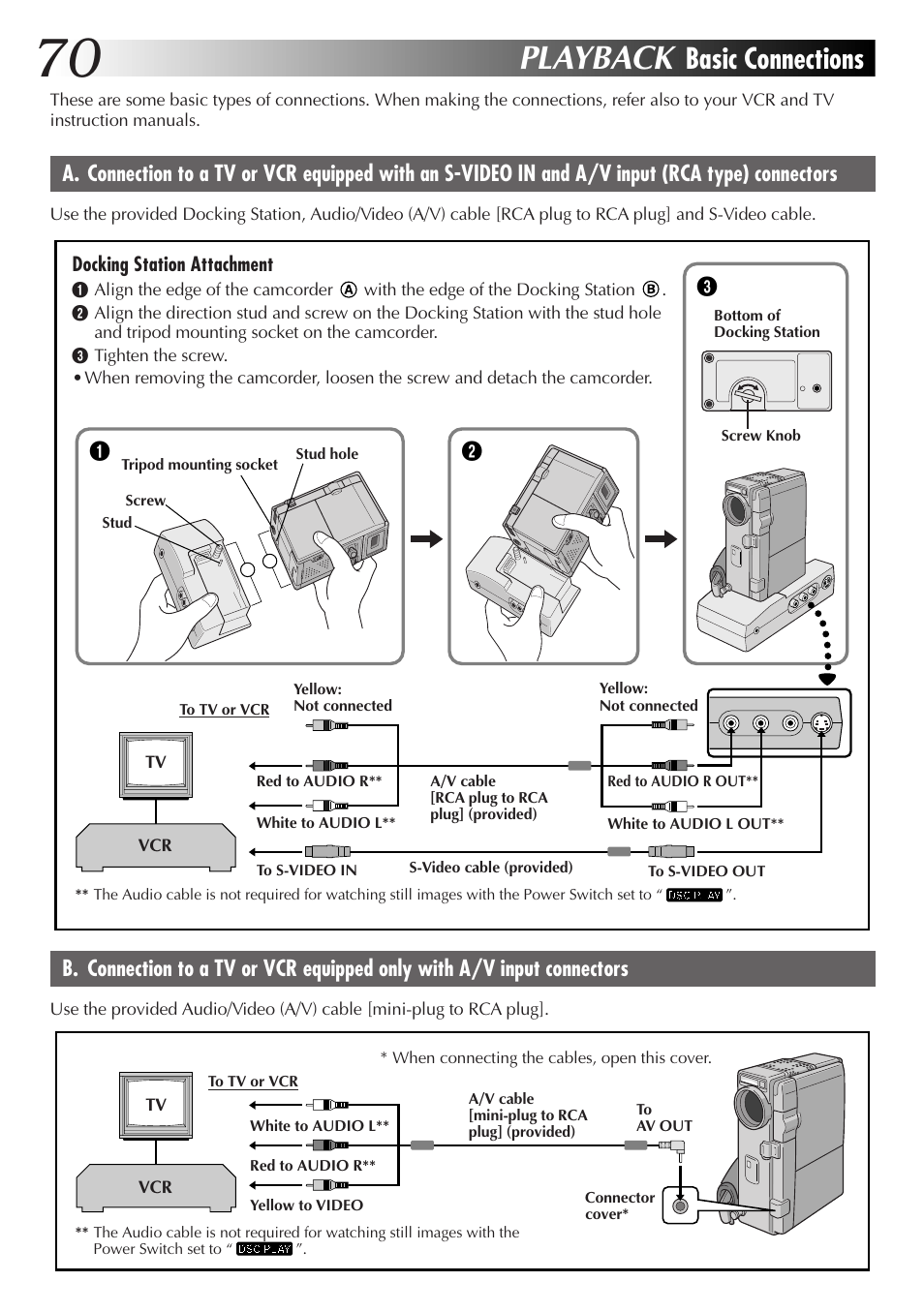 Playback, Basic connections | JVC GR-DVX70 User Manual | Page 70 / 112