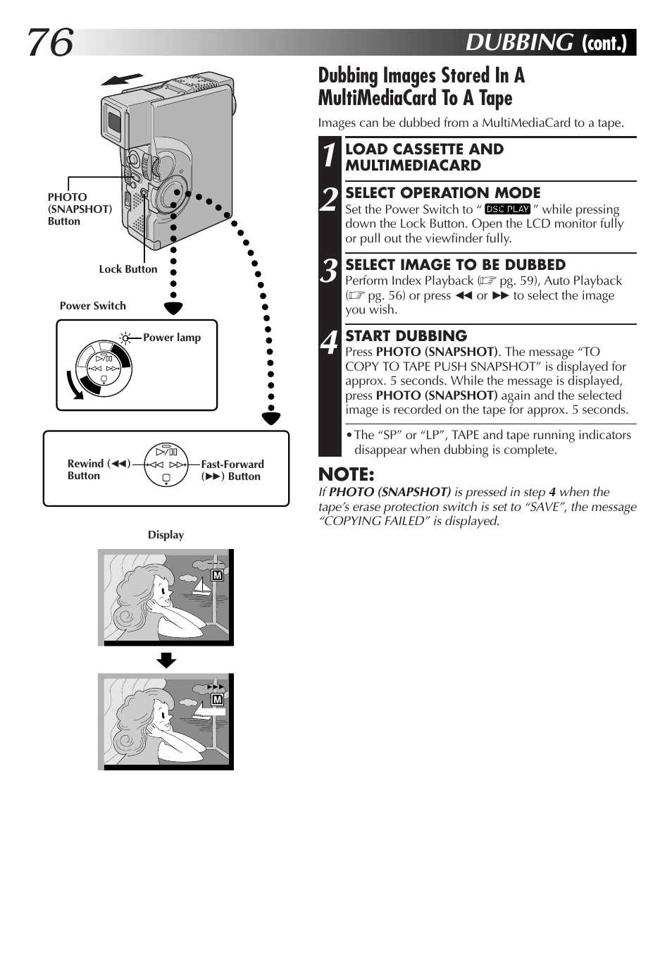 Dubbing, Cont.) | JVC GR-DVX70 User Manual | Page 76 / 112