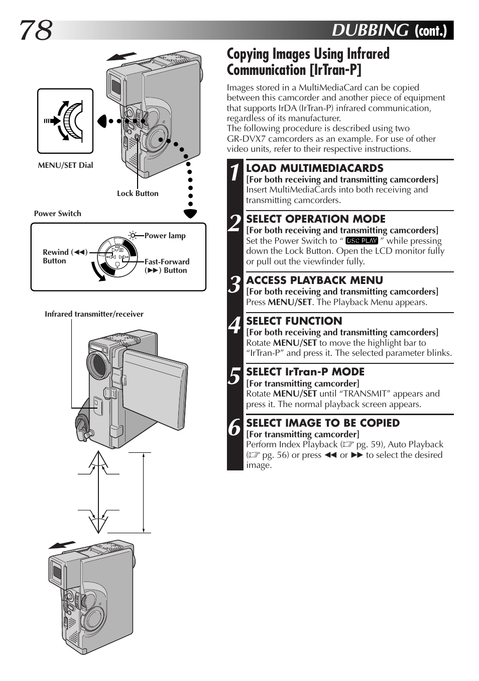 Dubbing, Cont.) | JVC GR-DVX70 User Manual | Page 78 / 112