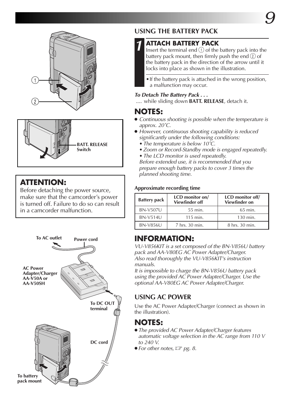 Attention, Information | JVC GR-DVX70 User Manual | Page 9 / 112