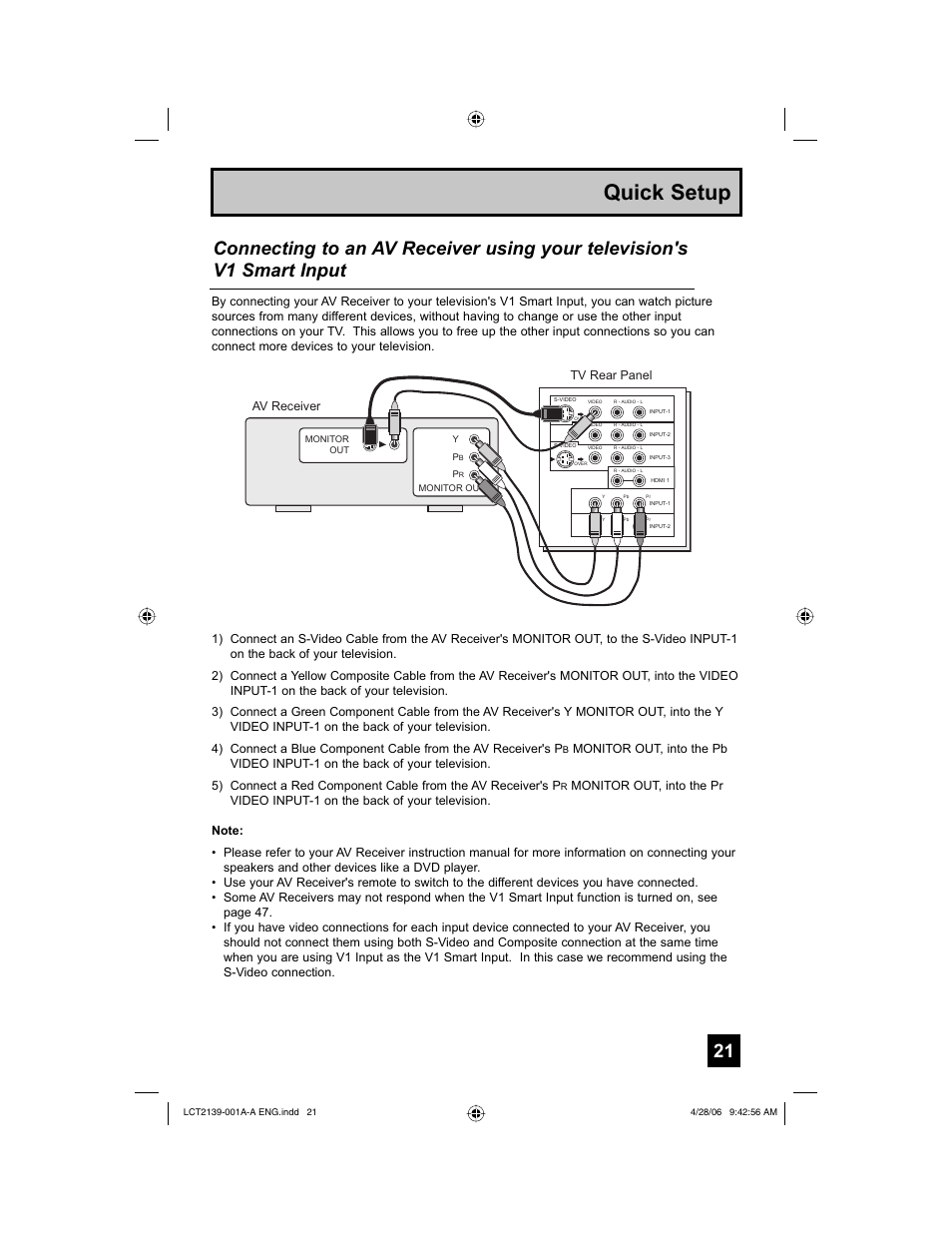 Quick setup | JVC HD-56GC87 User Manual | Page 21 / 80