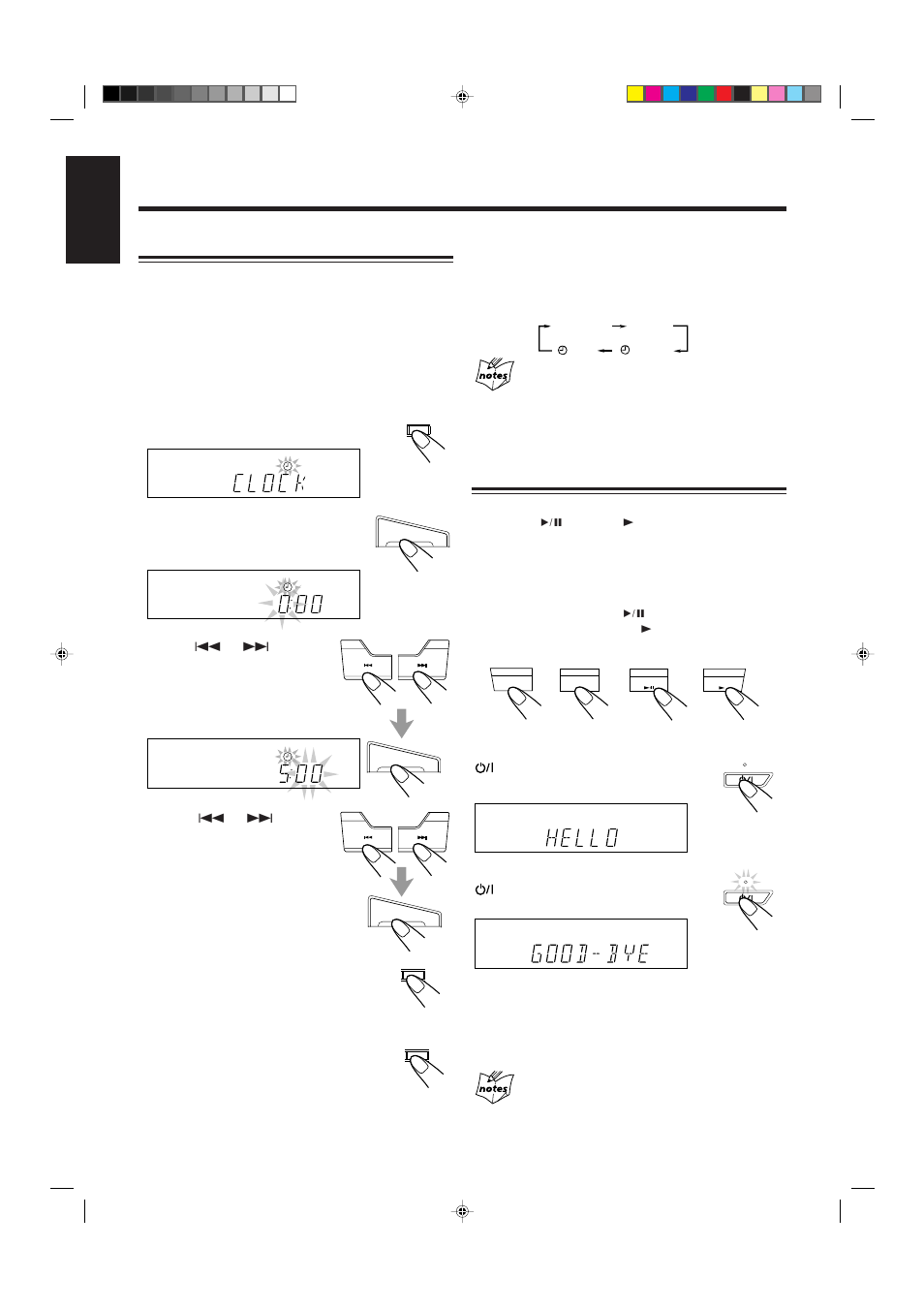 Common operations, Setting the clock, Turning on the power and selecting the sources | JVC CA-MXJ150R User Manual | Page 14 / 38