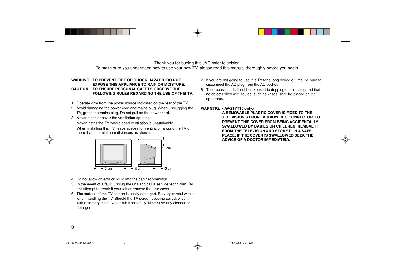 JVC AV-29VT15 User Manual | Page 2 / 22