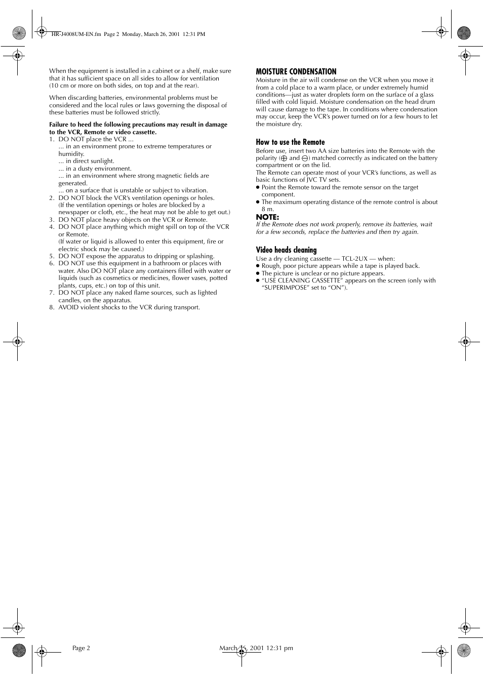 JVC HR-J4008UM User Manual | Page 2 / 16