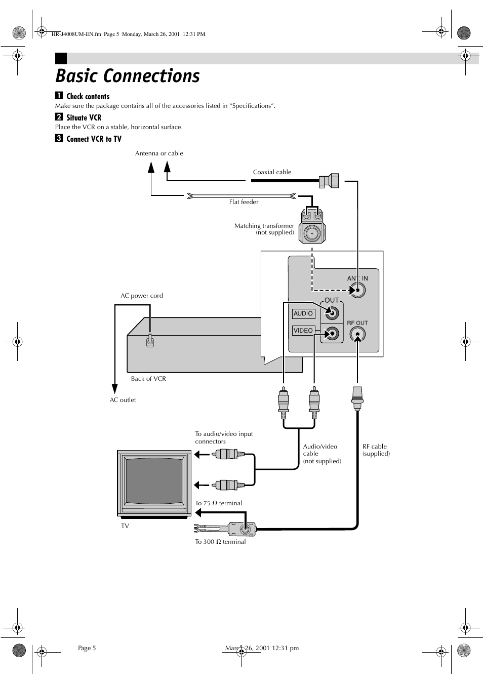 Basic connections | JVC HR-J4008UM User Manual | Page 5 / 16