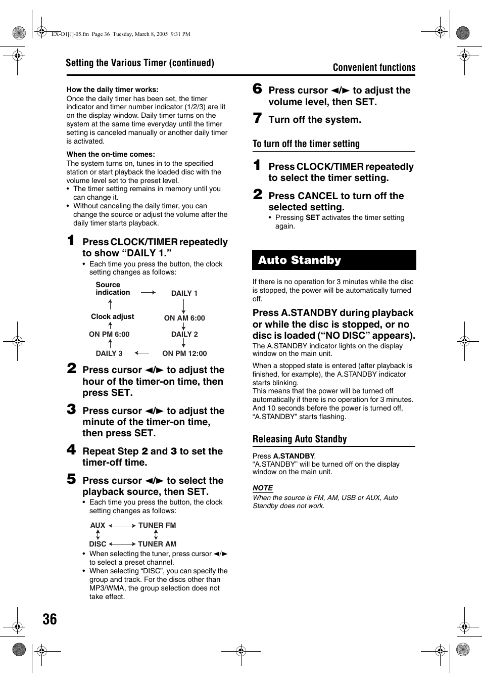 Auto standby | JVC EX-D1 User Manual | Page 38 / 48