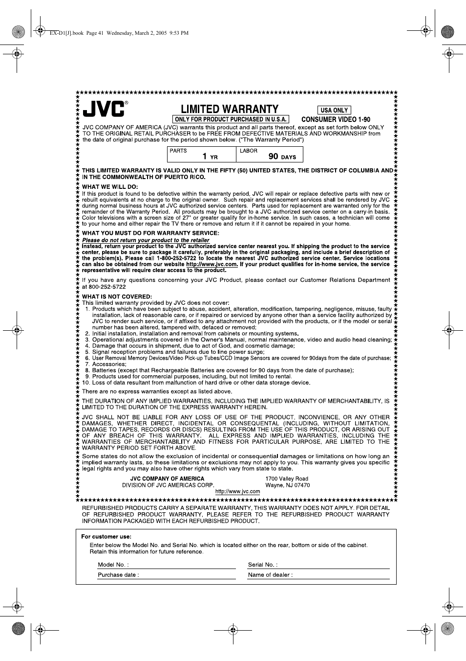 JVC EX-D1 User Manual | Page 46 / 48