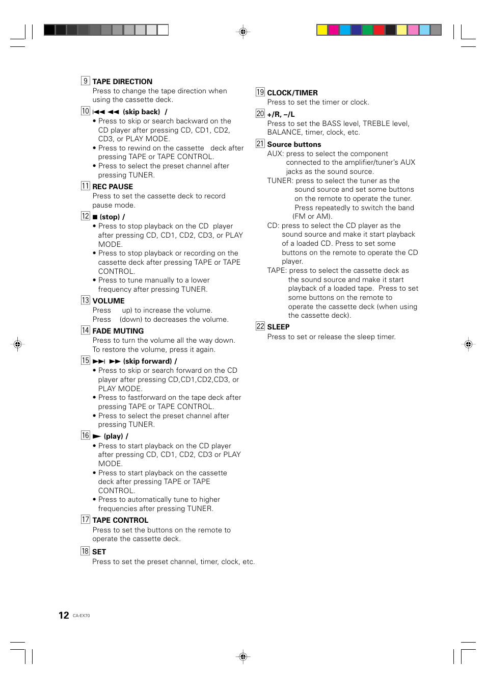 JVC CA-EX70 User Manual | Page 12 / 51