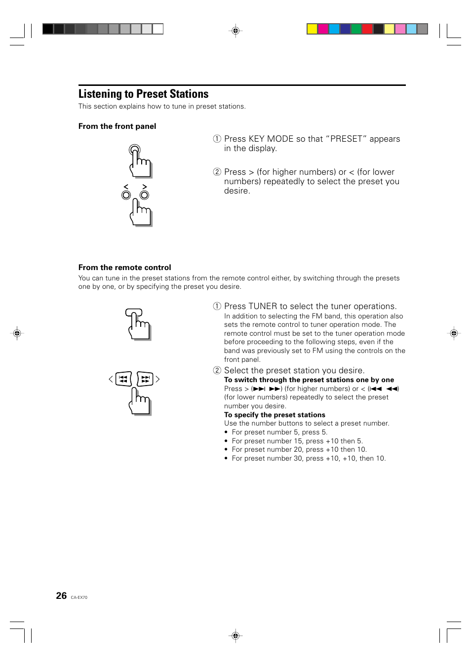 Listening to preset stations | JVC CA-EX70 User Manual | Page 26 / 51