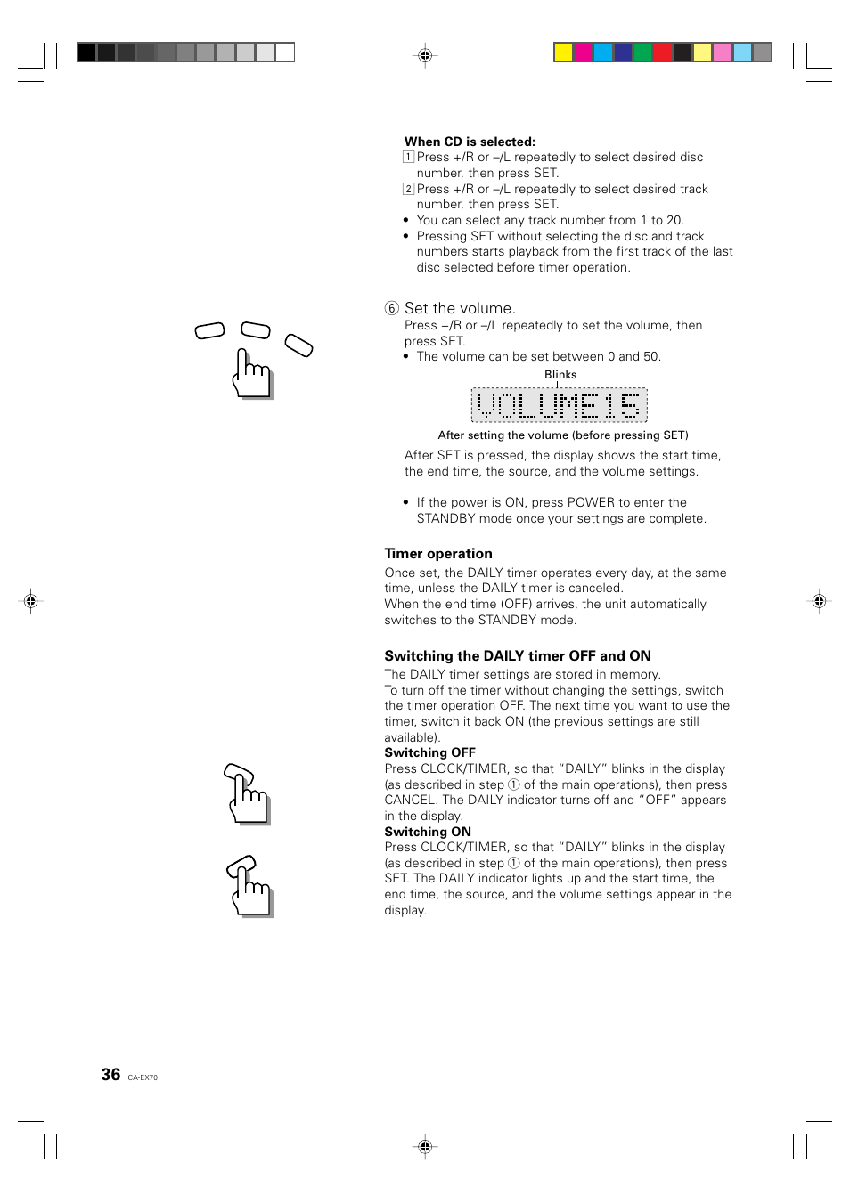 6 set the volume | JVC CA-EX70 User Manual | Page 36 / 51