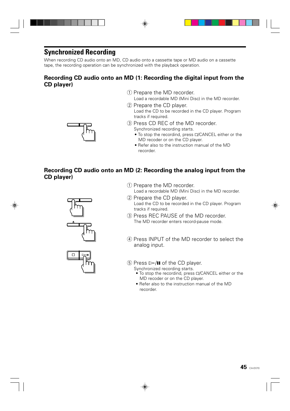 Synchronized recording | JVC CA-EX70 User Manual | Page 45 / 51