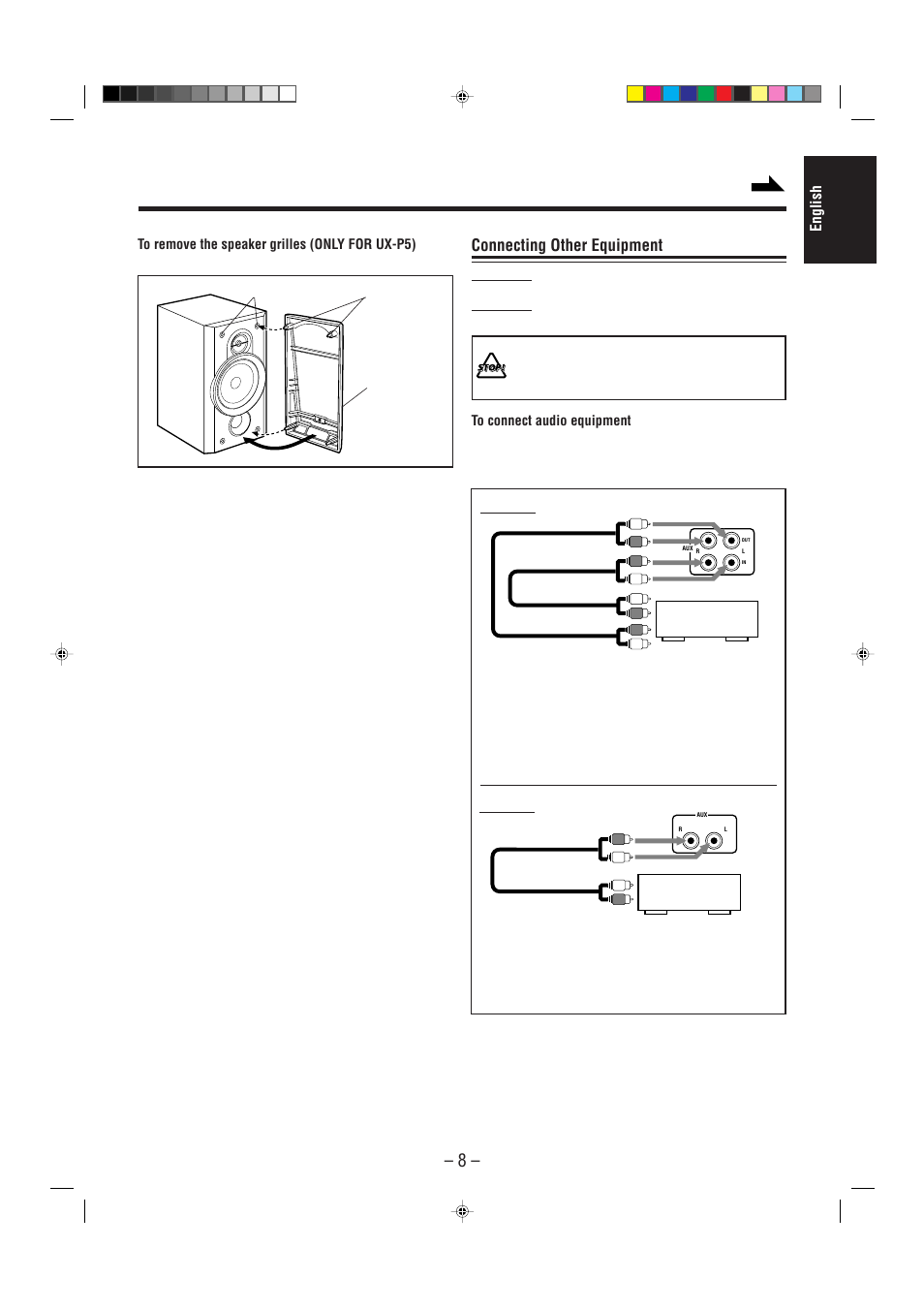 Connecting other equipment, English | JVC UX-P5/UX-P3 User Manual | Page 13 / 30