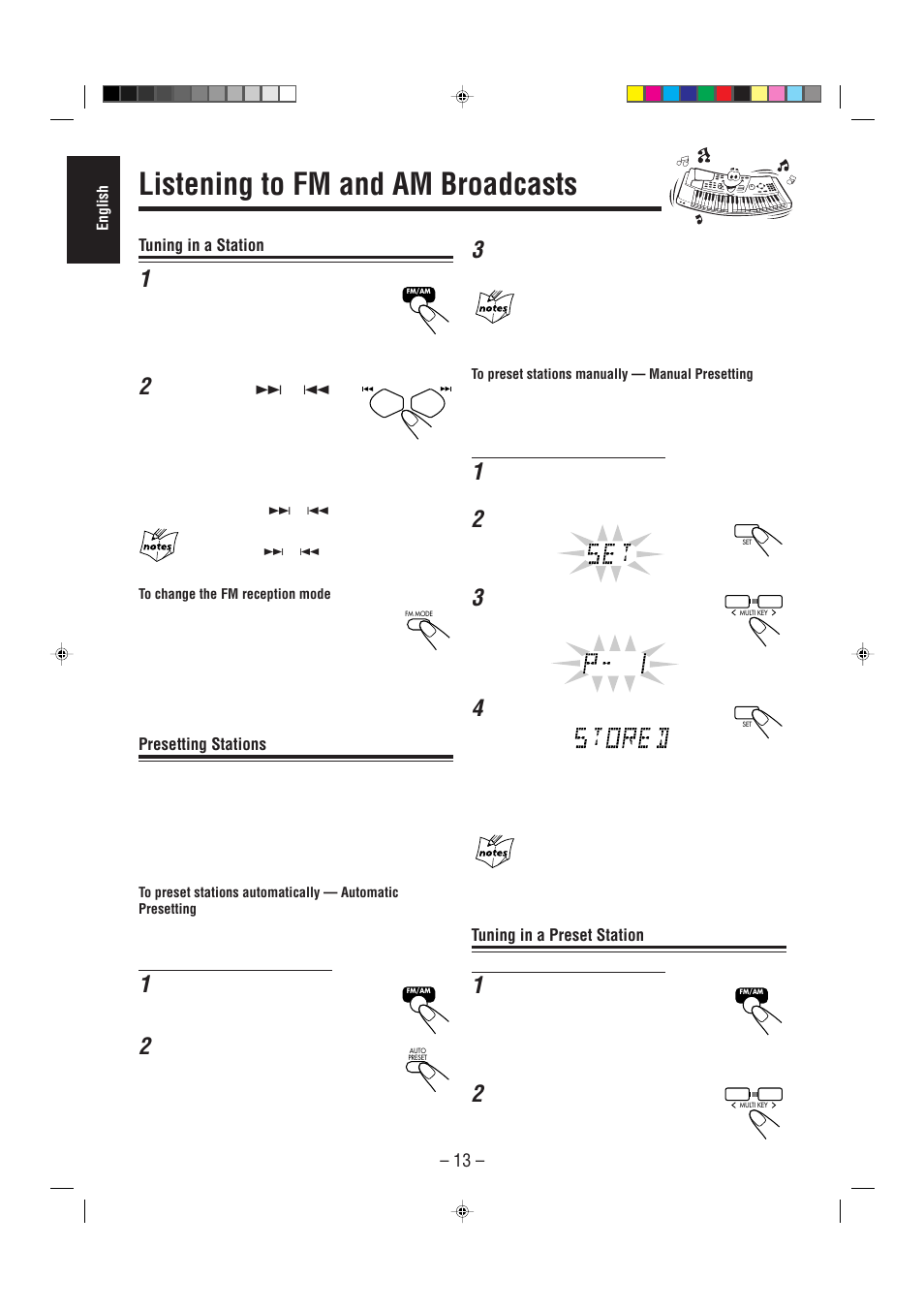 Listening to fm and am broadcasts | JVC UX-P5/UX-P3 User Manual | Page 18 / 30