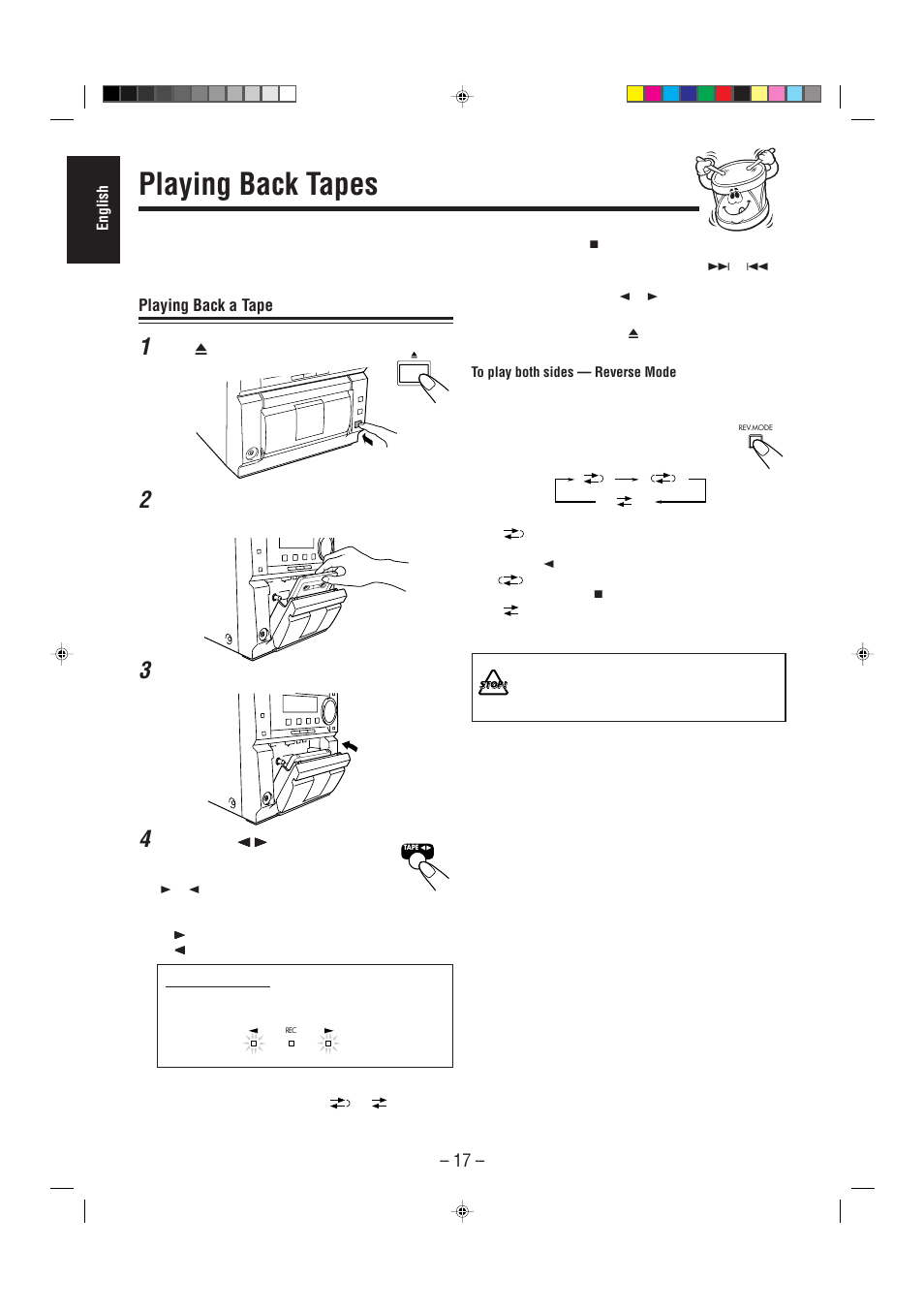 Playing back tapes | JVC UX-P5/UX-P3 User Manual | Page 22 / 30