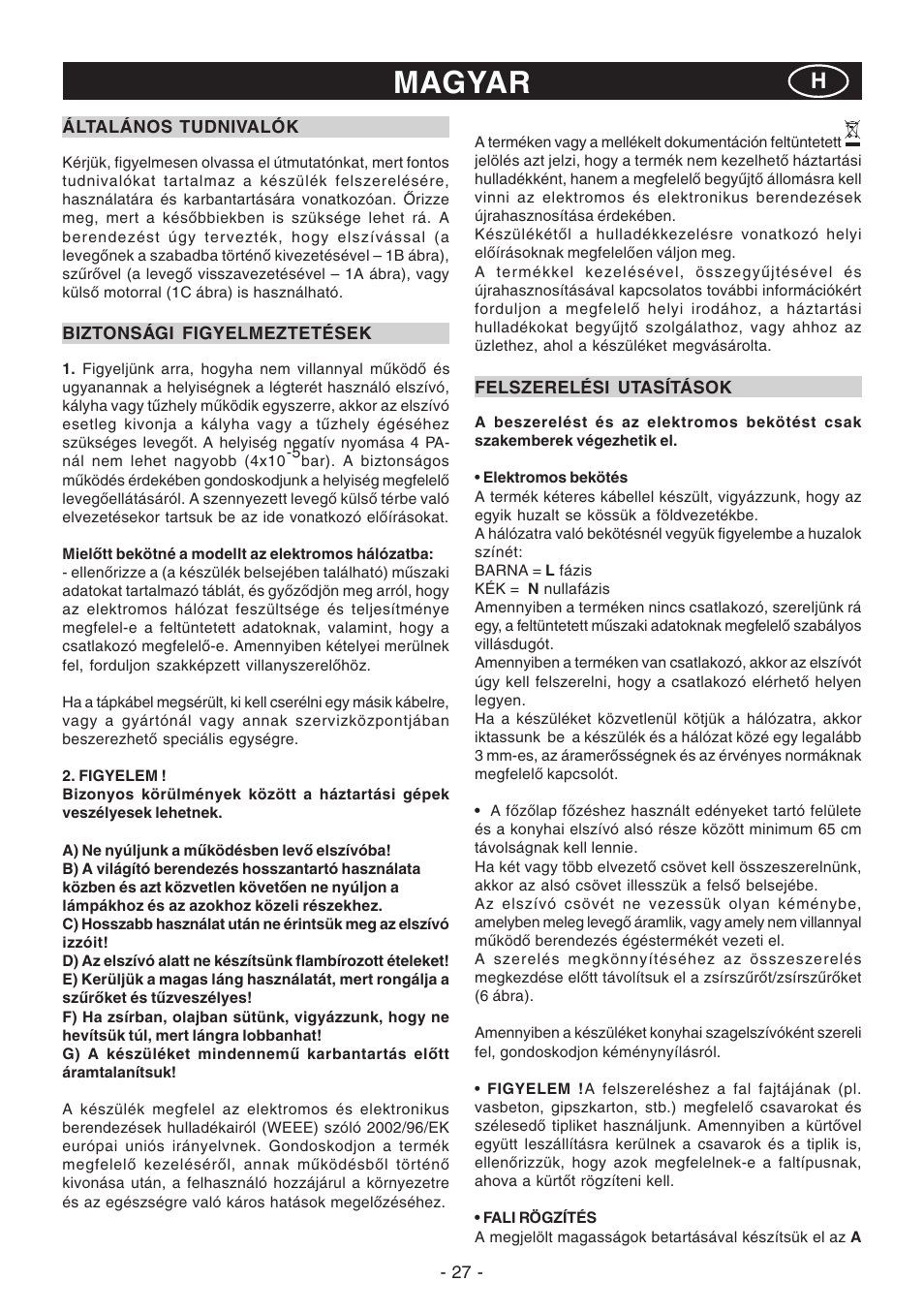 Magyar | DeLonghi KC-RT90B User Manual | Page 27 / 40