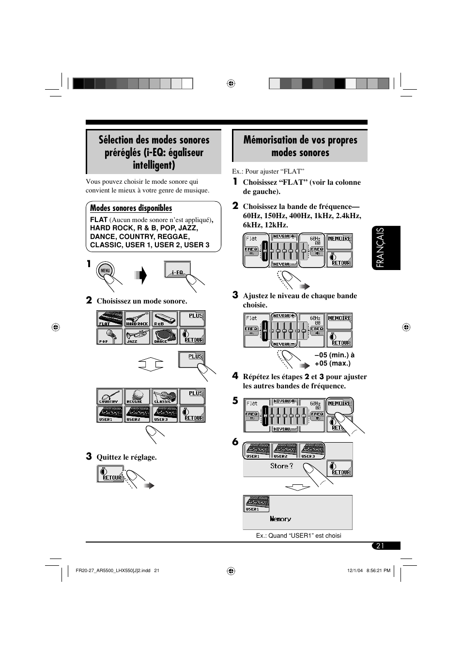 Mémorisation de vos propres modes sonores | JVC KD-AR5500 User Manual | Page 117 / 147