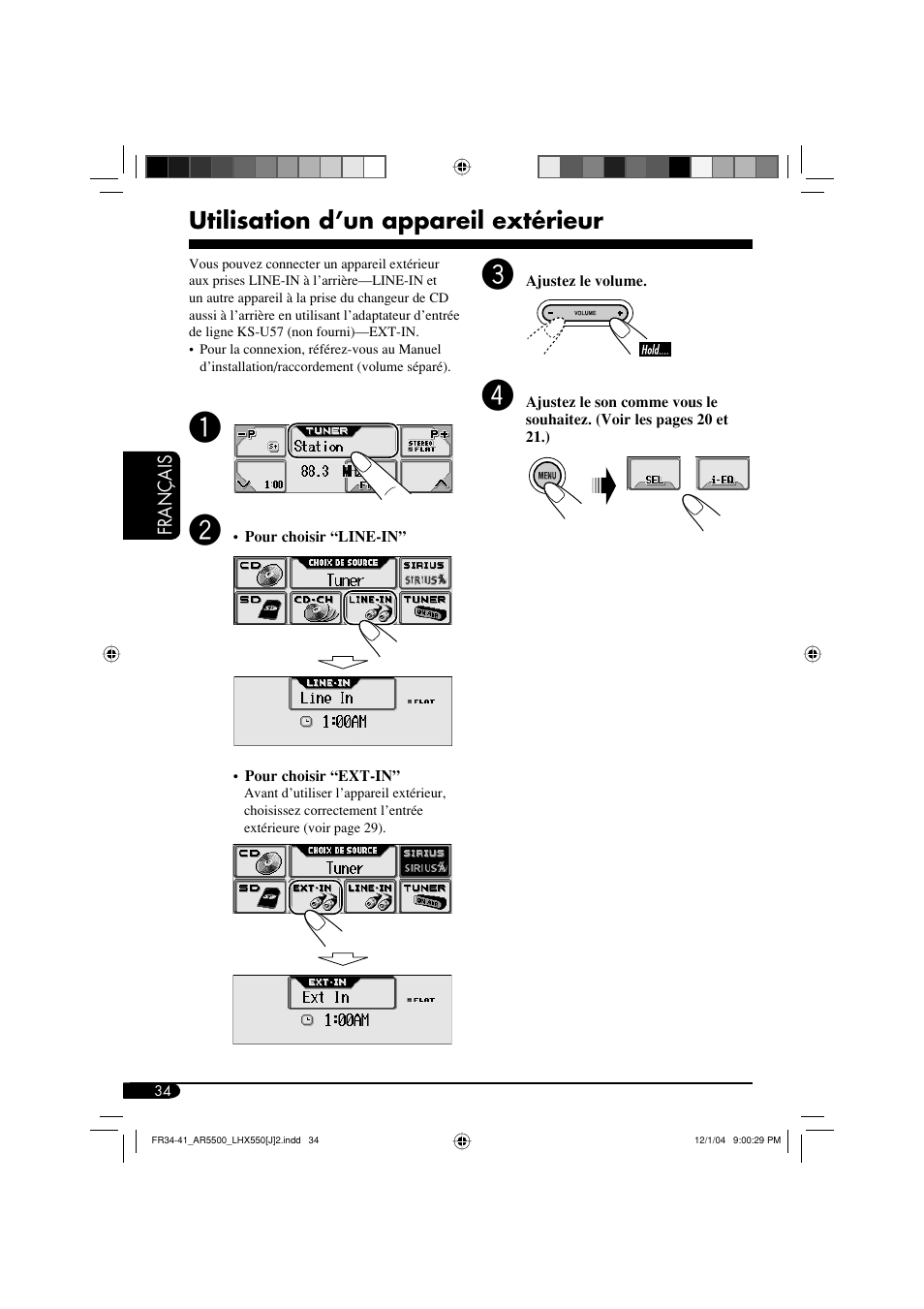 Utilisation d’un appareil extérieur | JVC KD-AR5500 User Manual | Page 130 / 147