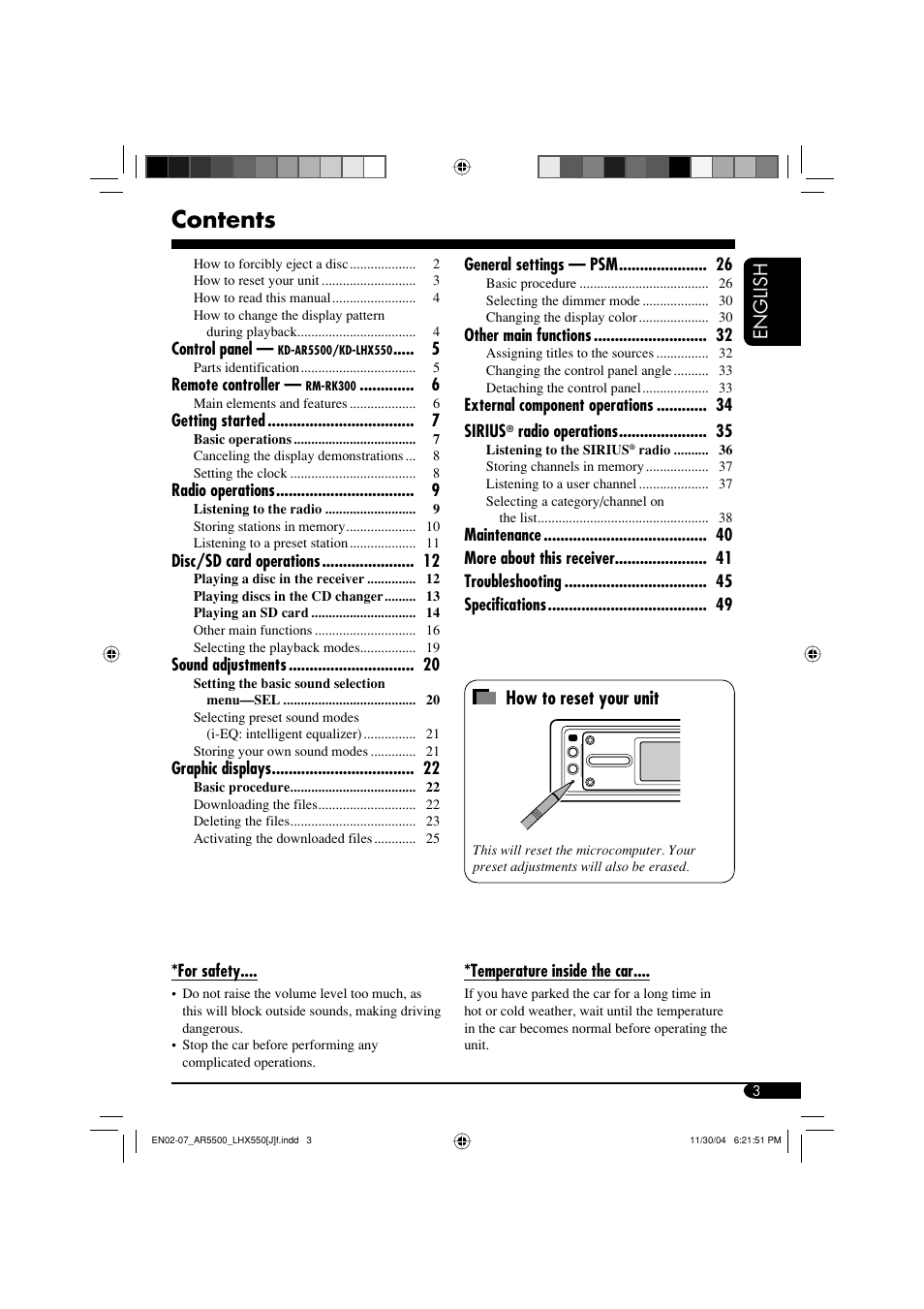 JVC KD-AR5500 User Manual | Page 3 / 147