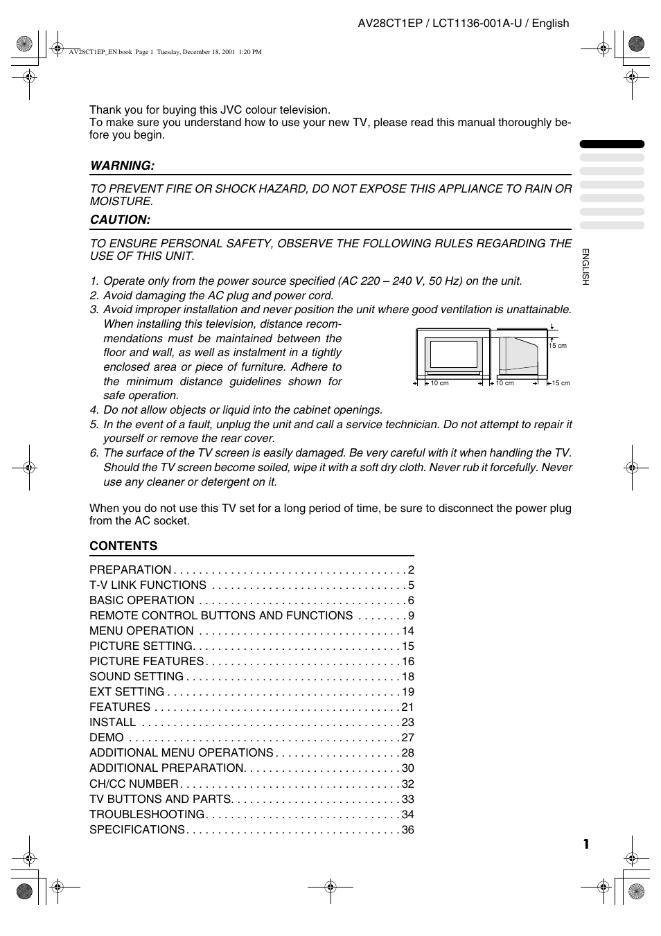 JVC T-V Link AV28CT1EP User Manual | Page 2 / 72