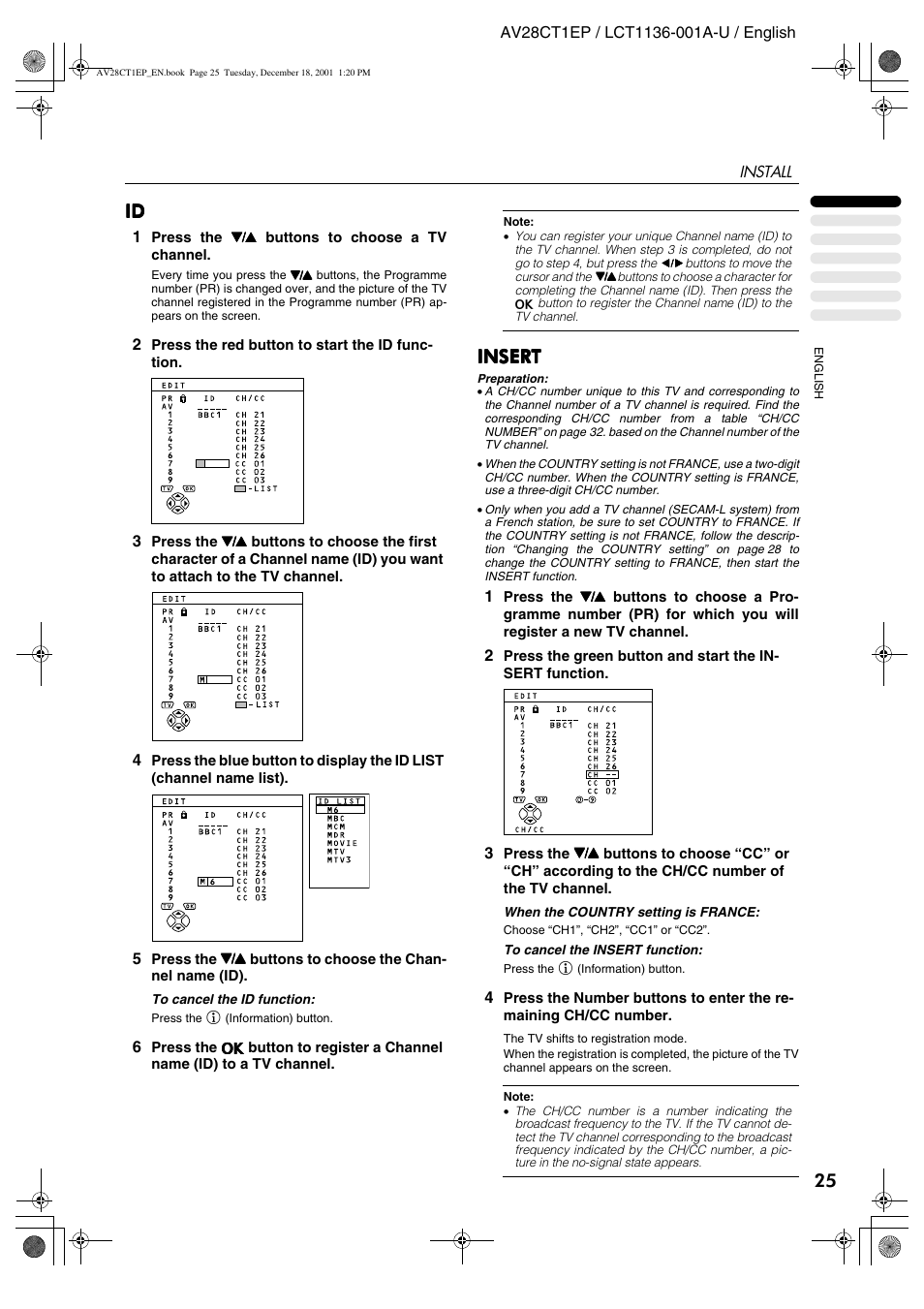 Insert | JVC T-V Link AV28CT1EP User Manual | Page 26 / 72