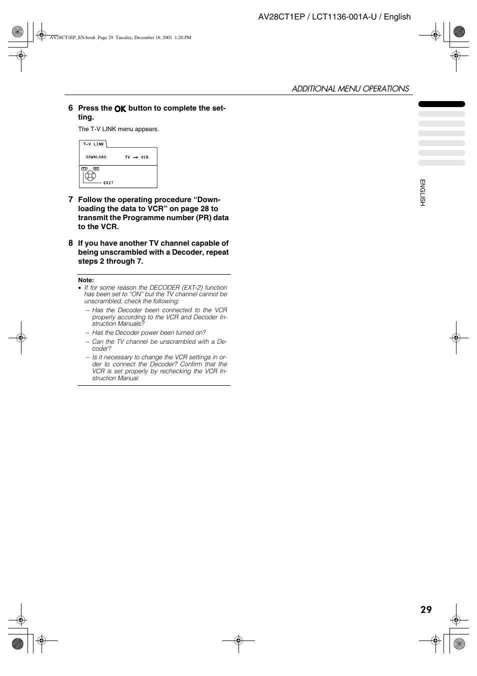 JVC T-V Link AV28CT1EP User Manual | Page 30 / 72