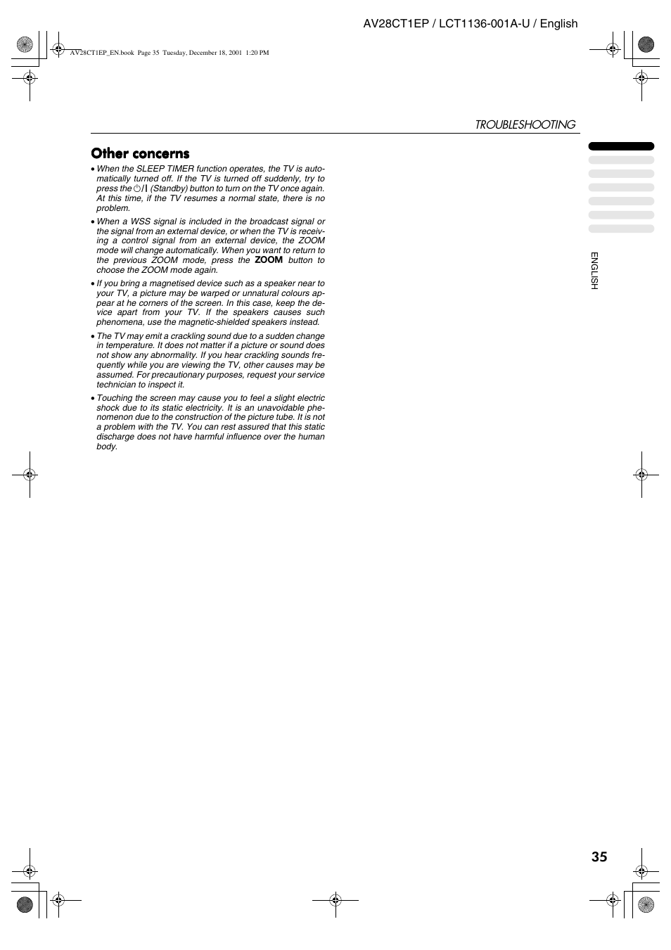 Other concerns | JVC T-V Link AV28CT1EP User Manual | Page 36 / 72