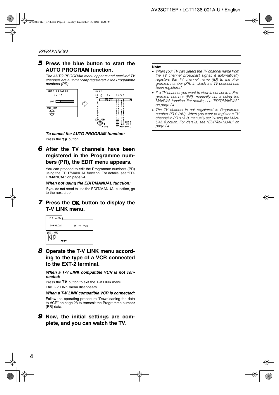 JVC T-V Link AV28CT1EP User Manual | Page 5 / 72