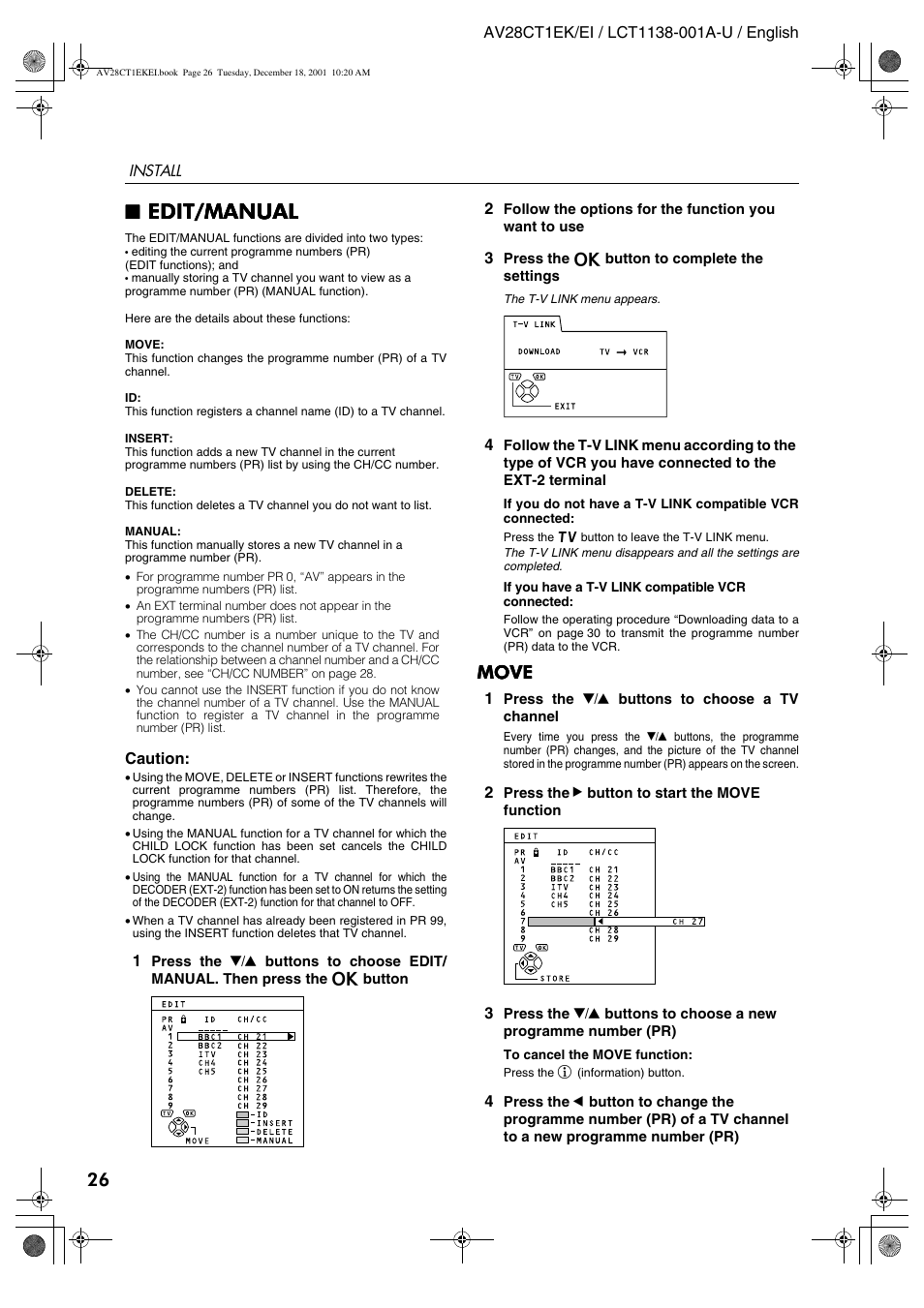 Edit/manual, Move | JVC T-V Link AV28CT1EP User Manual | Page 63 / 72