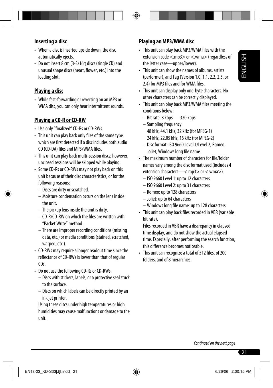English | JVC KD-S33 User Manual | Page 21 / 30