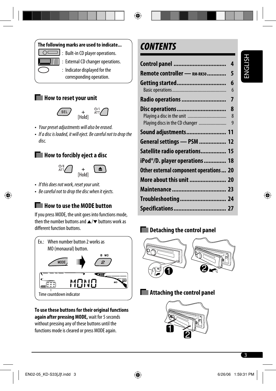 JVC KD-S33 User Manual | Page 3 / 30