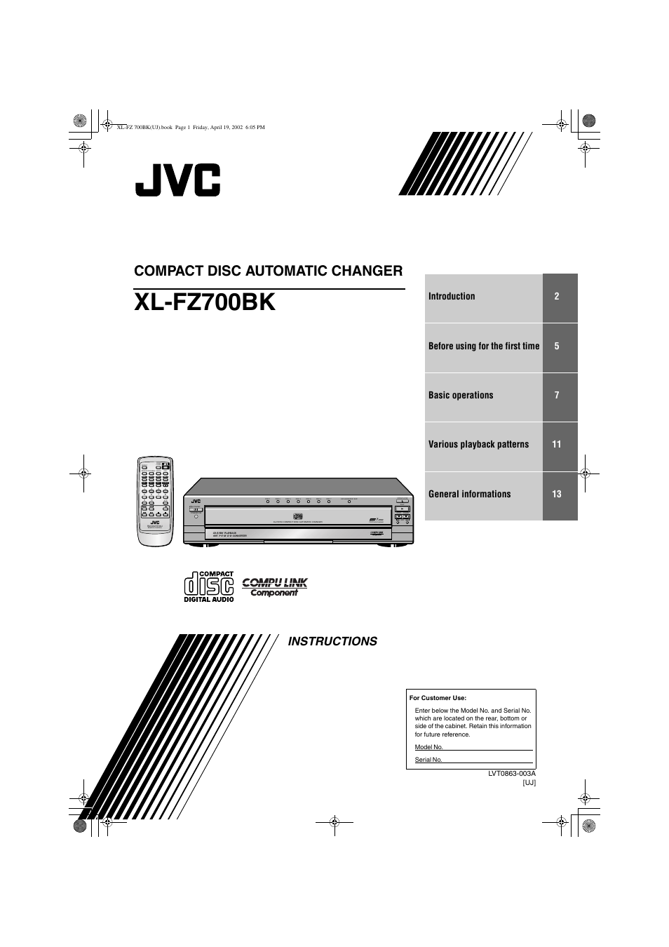 JVC XL-FZ700BK User Manual | 18 pages