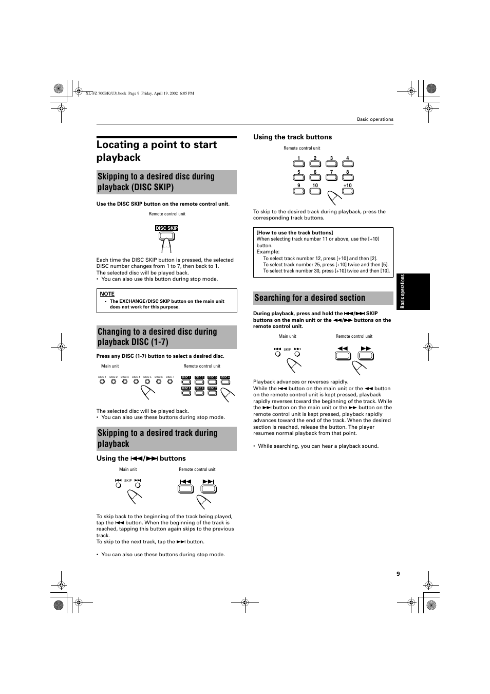 Locating a point to start playback | JVC XL-FZ700BK User Manual | Page 11 / 18