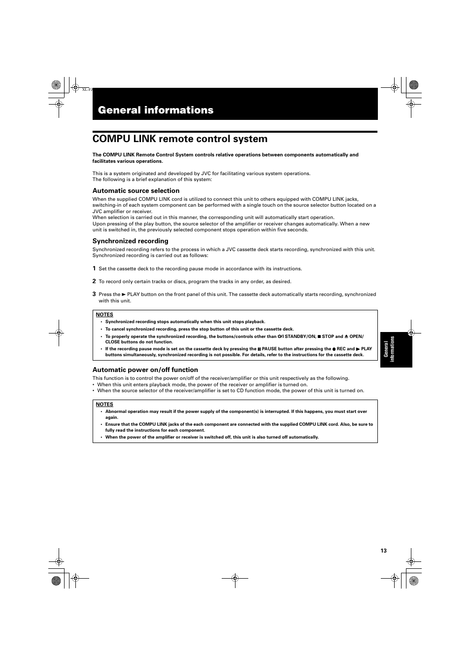 General informations | JVC XL-FZ700BK User Manual | Page 15 / 18