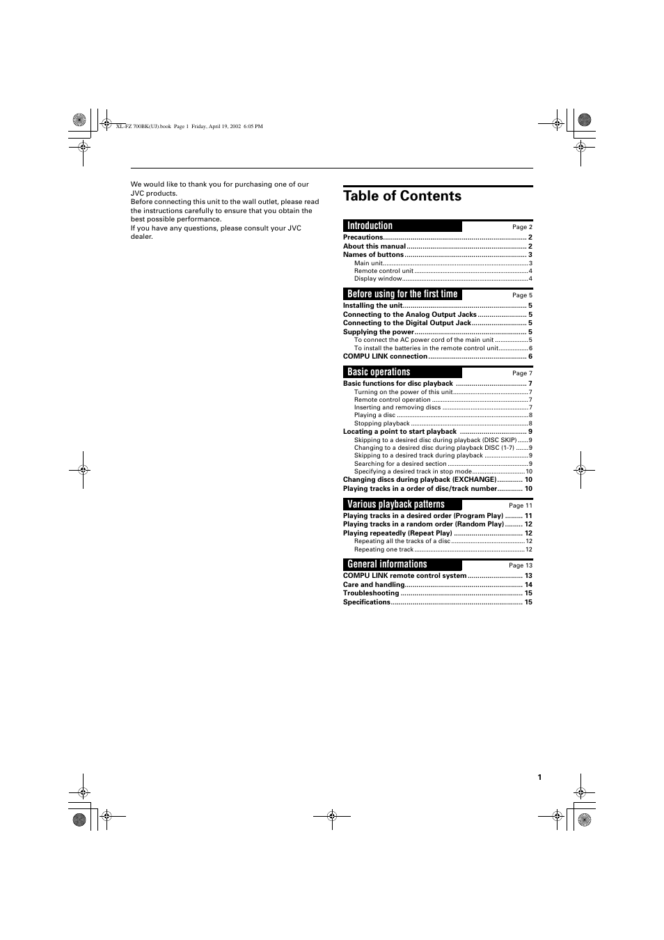 JVC XL-FZ700BK User Manual | Page 3 / 18