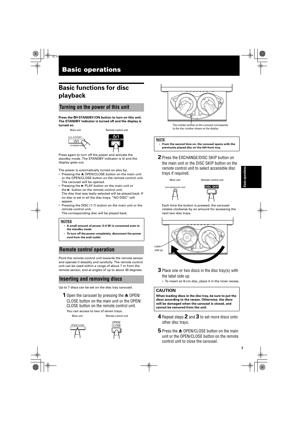 Basic operations, Basic operations basic functions for disc playback, Turning on the power of this unit | JVC XL-FZ700BK User Manual | Page 9 / 18