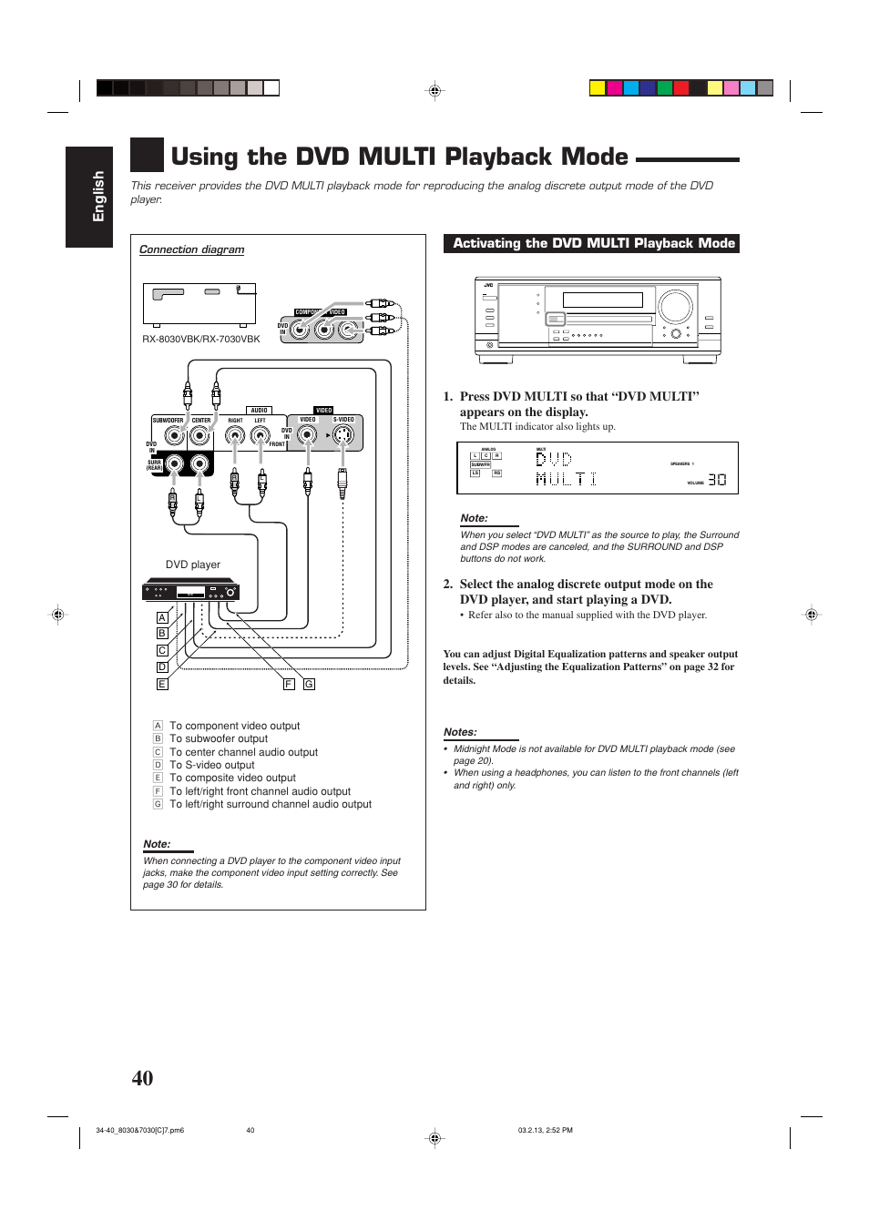 Using the dvd multi playback mode, English | JVC RX-7030VBK User Manual | Page 101 / 114