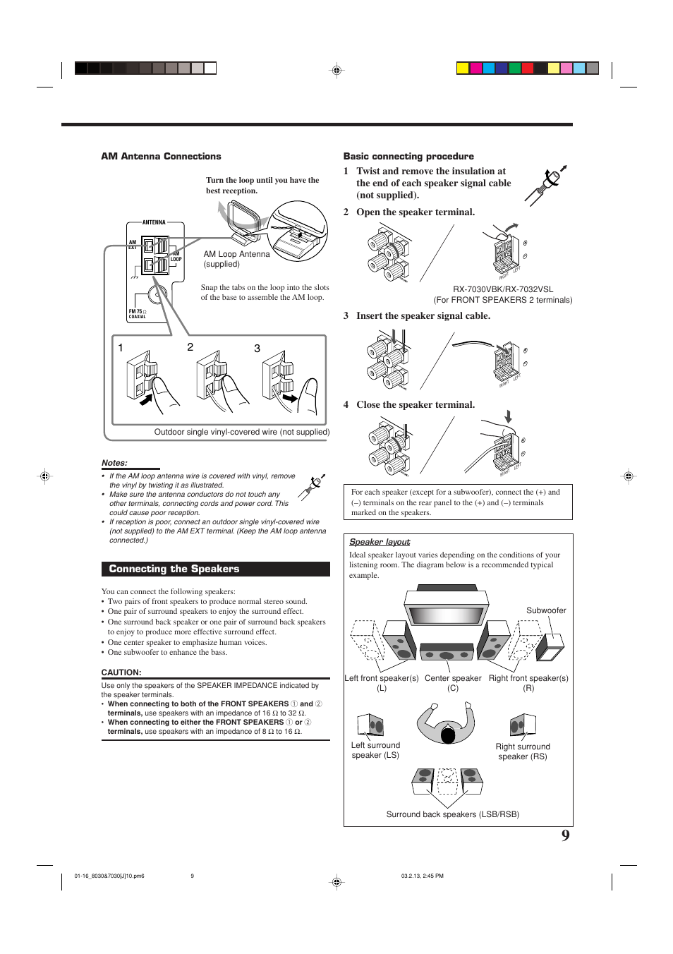 Connecting the speakers | JVC RX-7030VBK User Manual | Page 11 / 114