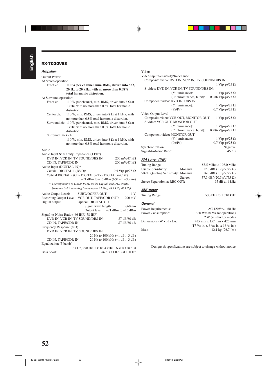 English | JVC RX-7030VBK User Manual | Page 113 / 114