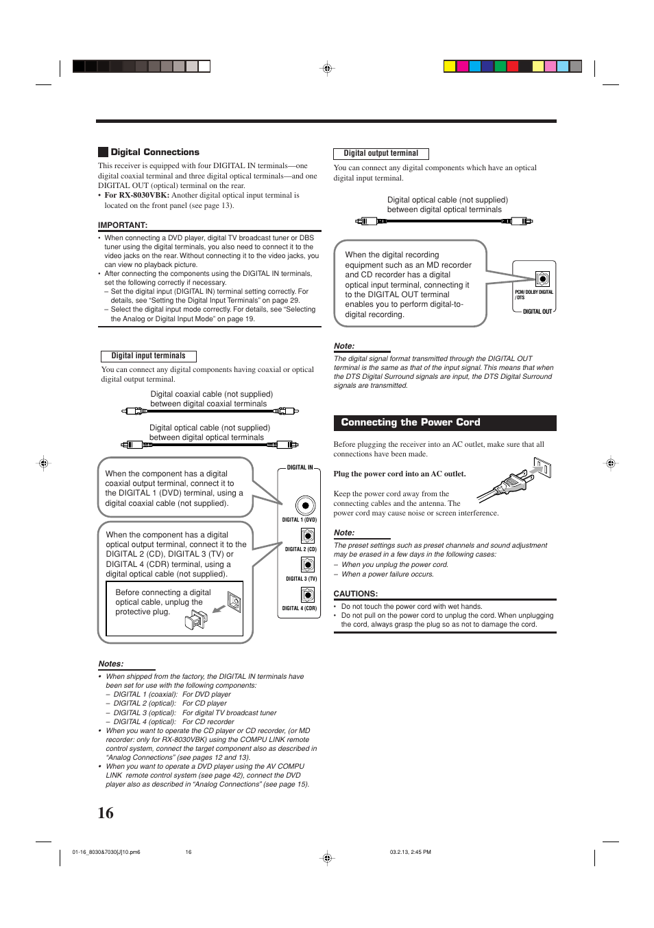 Connecting the power cord | JVC RX-7030VBK User Manual | Page 18 / 114