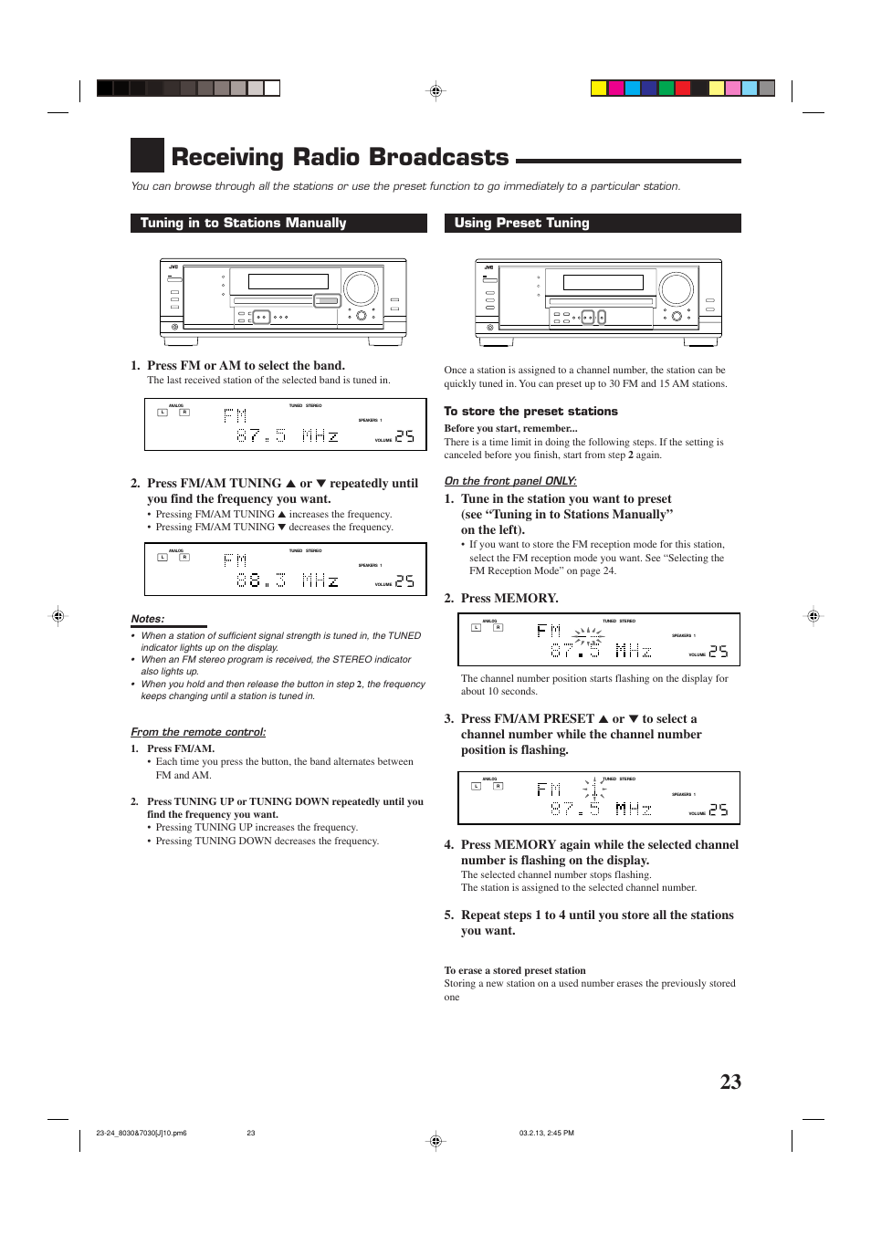 Receiving radio broadcasts, Using preset tuning | JVC RX-7030VBK User Manual | Page 25 / 114