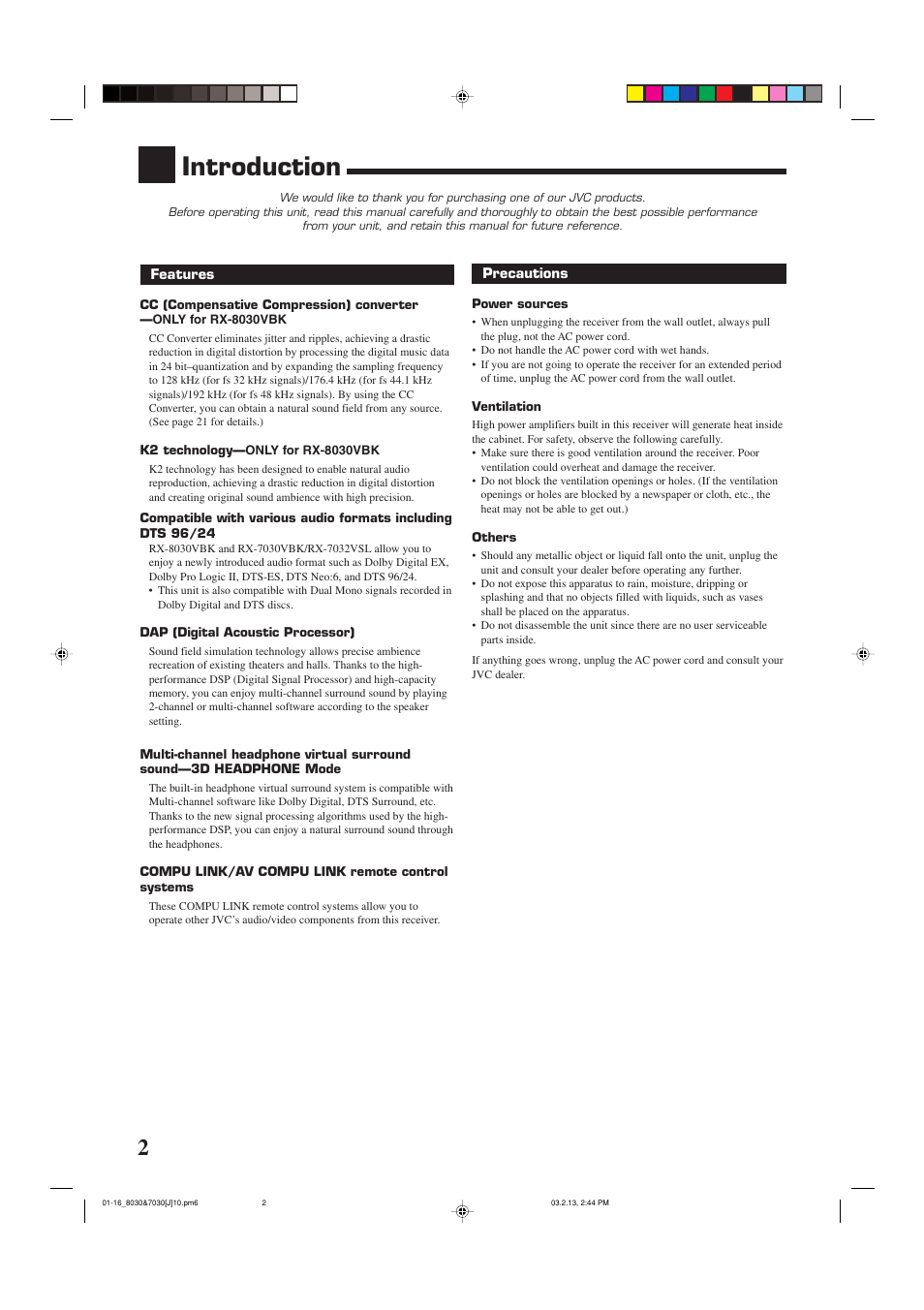 Introduction | JVC RX-7030VBK User Manual | Page 4 / 114