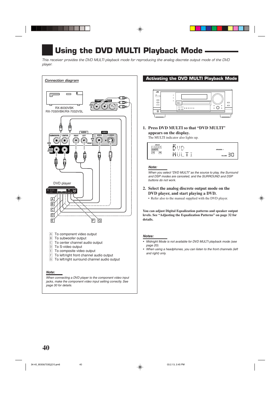 Using the dvd multi playback mode, Connection diagram | JVC RX-7030VBK User Manual | Page 42 / 114