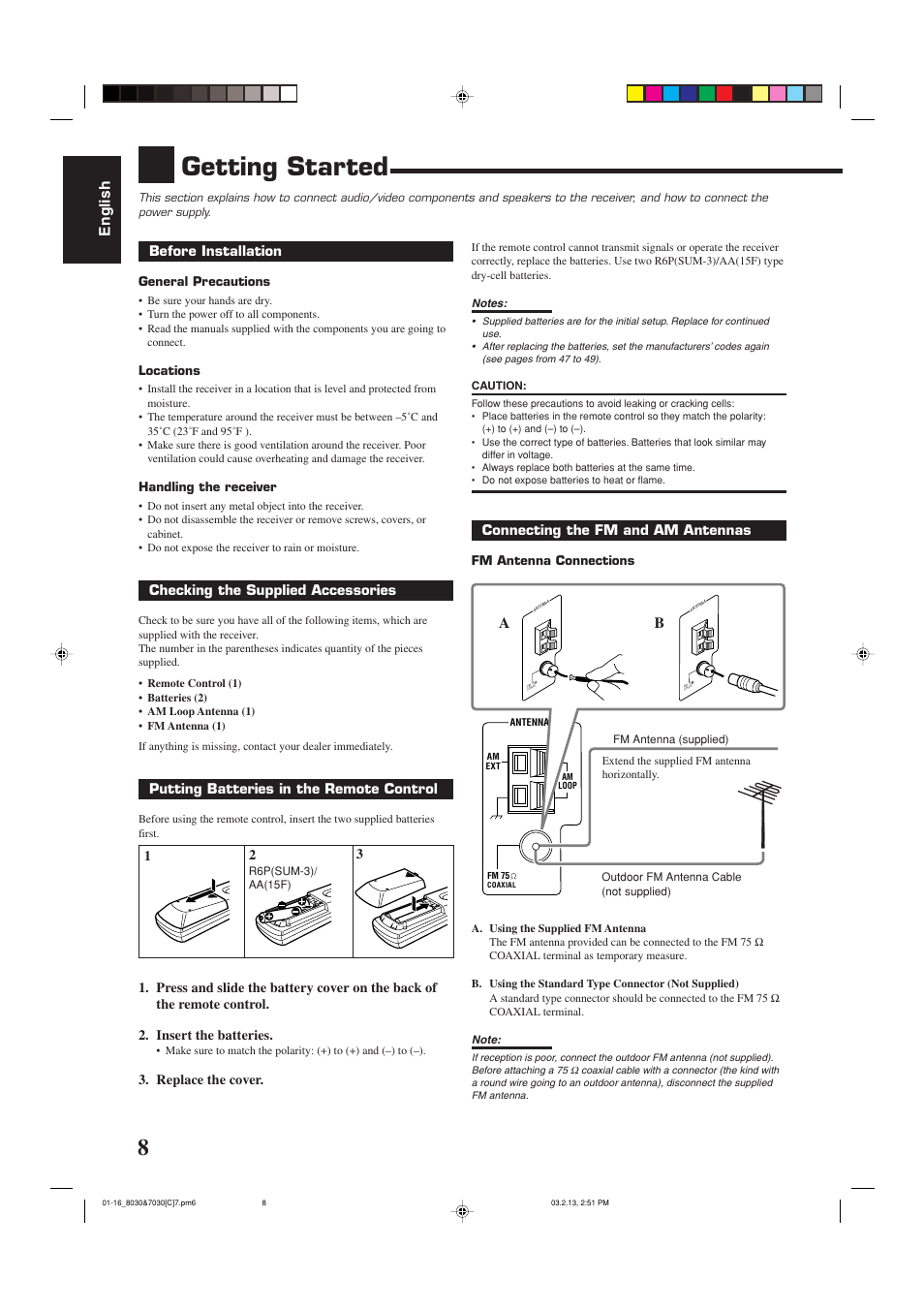 Getting started, English | JVC RX-7030VBK User Manual | Page 69 / 114