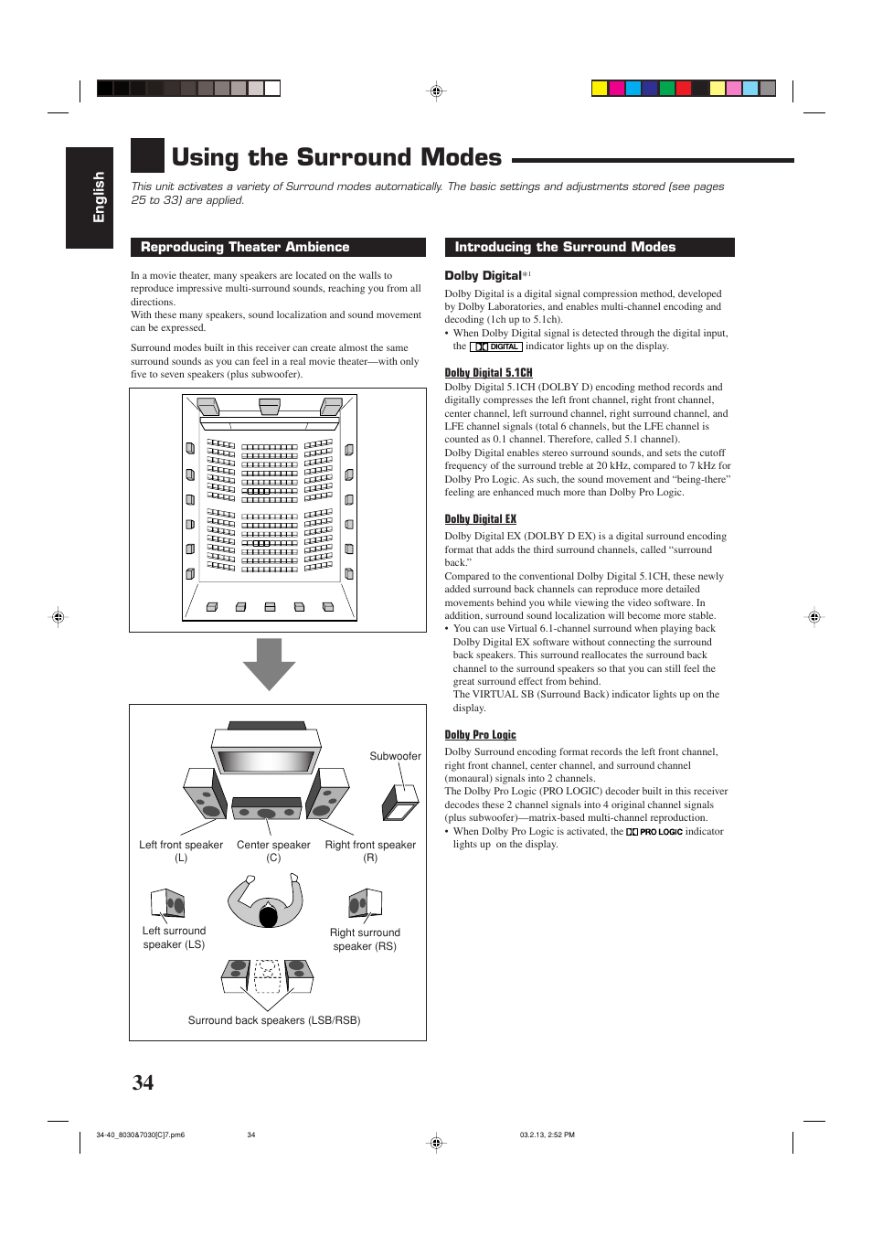 Using the surround modes | JVC RX-7030VBK User Manual | Page 95 / 114